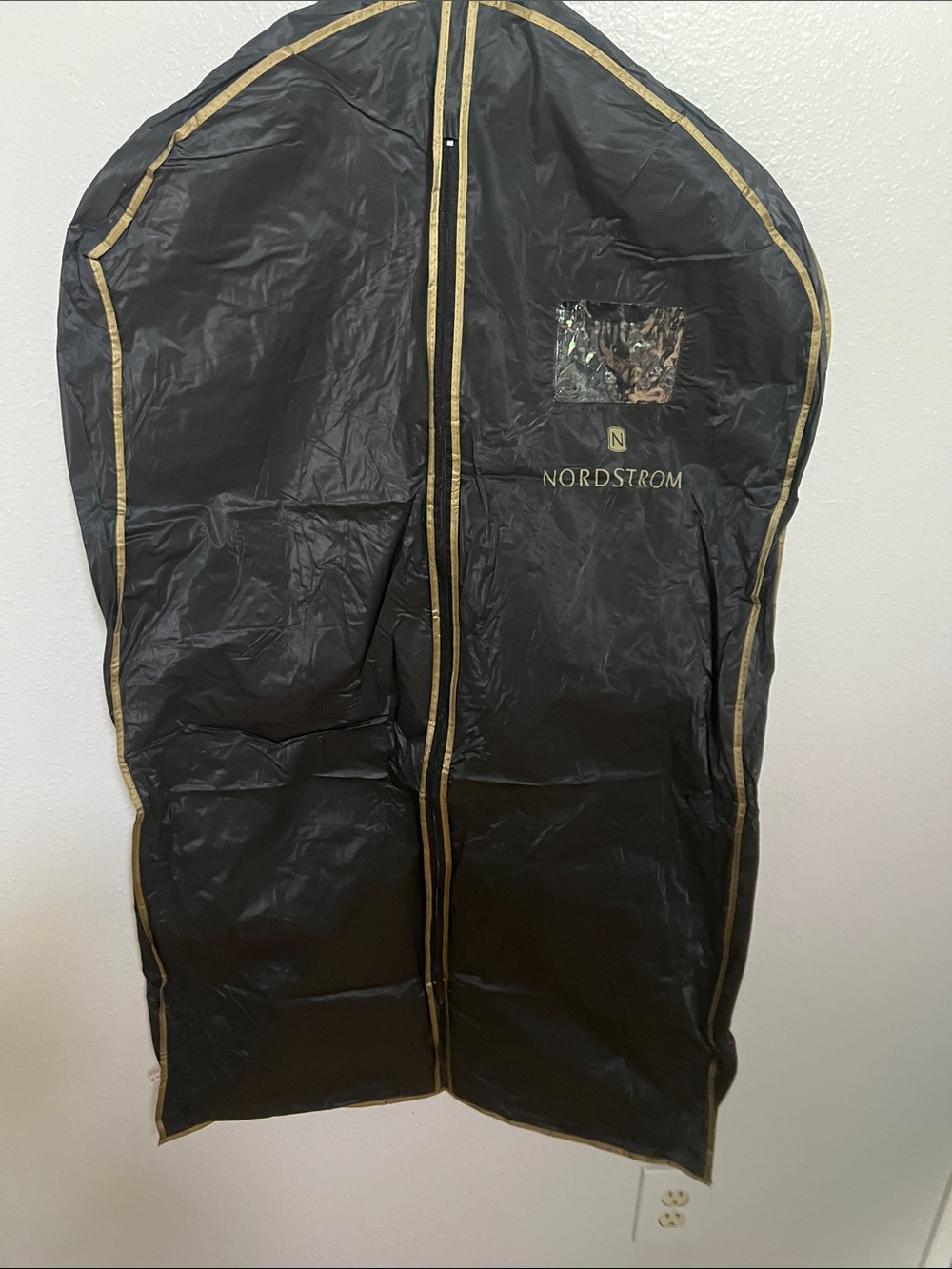 Nordstrom Black Garment Bag with Gold Trim